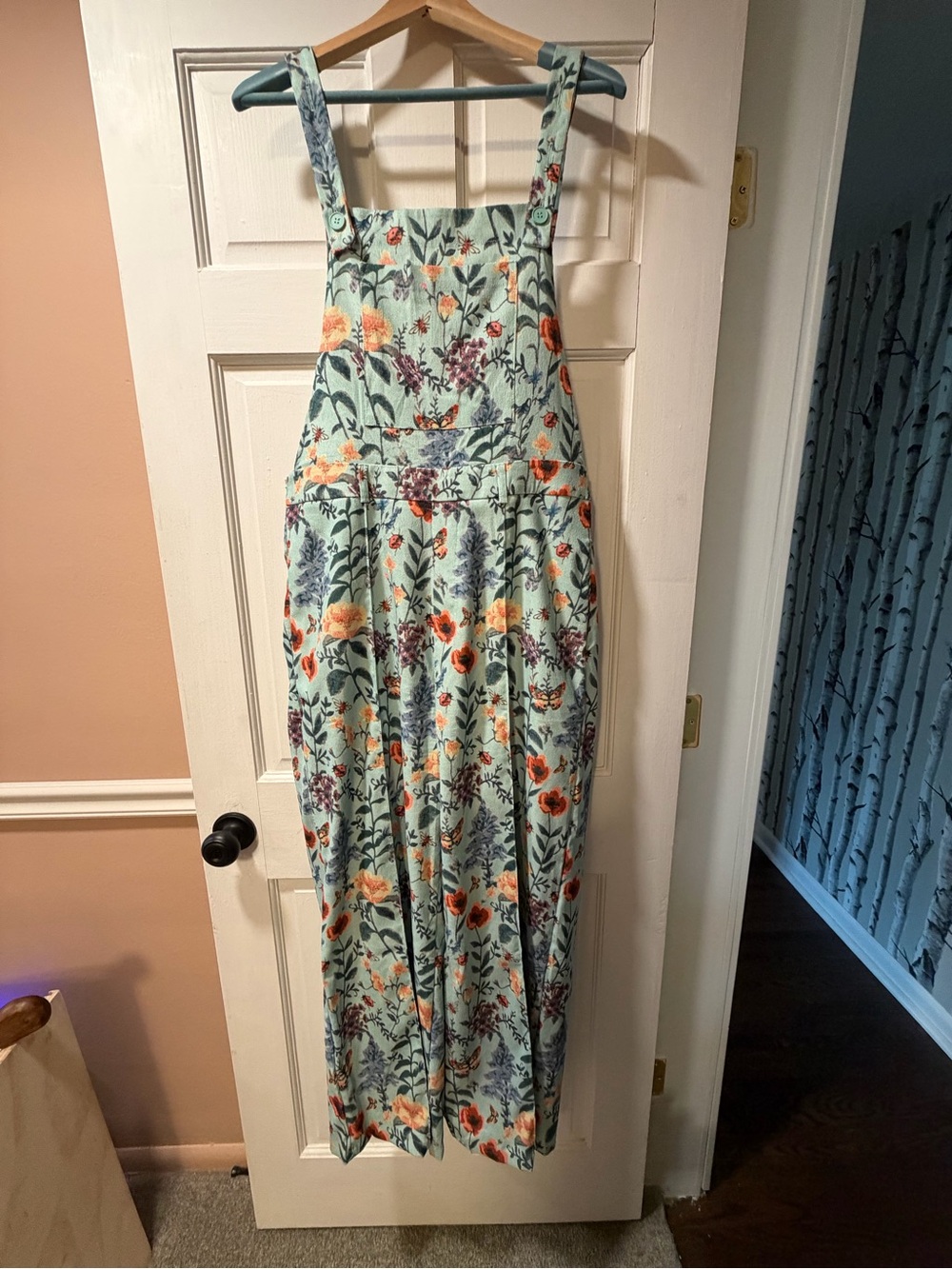 Floral Mint Green wide-leg overalls/jumpsuit